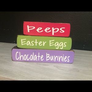 Hand crafted Easter on one side and summer on the other blocks